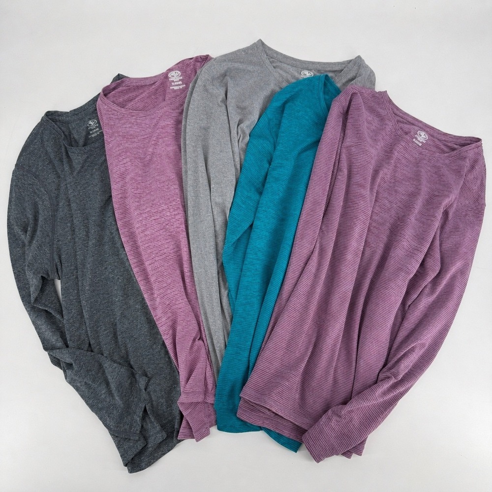 Lot of 5 Athletic Works Womens XL 16-18 Long Sleeve Activewear Top Heathered